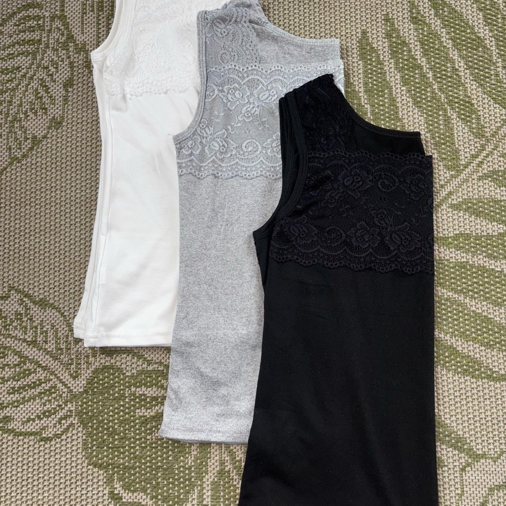 Lace Trim Tank Tops - Set of Three